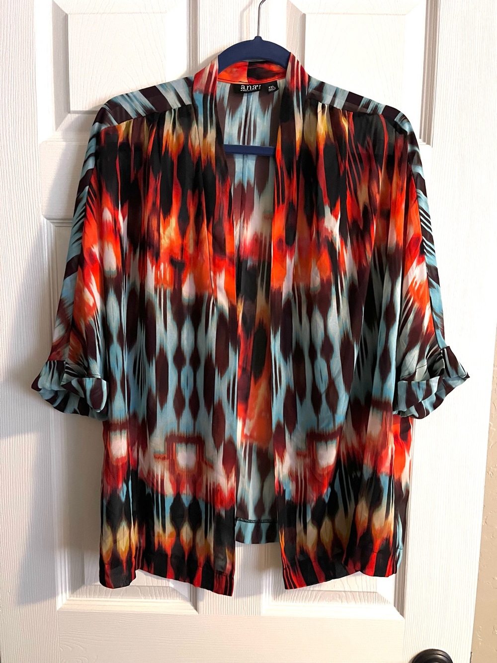 Ana Open Sheer Cardigan Multi-Color Top Sz XL